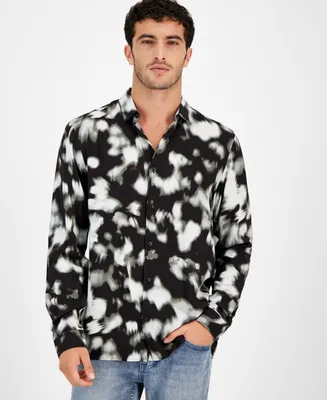 I.n.c. International Concepts Men's Ethereal Long Sleeve Button-Front Camp Shirt, Created for Macy's