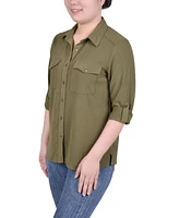 Ny Collection Petite Roll Tab Blouse