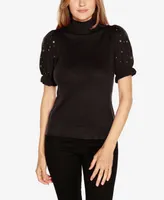Belldini Black Label Women's Embellished Puff-Sleeve Sweater