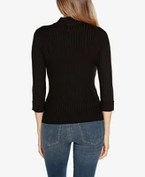 Belldini Black Label Women's Ribbed Quarter-Zip Sweater