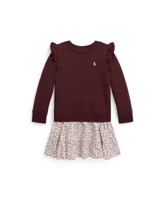 Polo Ralph Lauren Toddler and Little Girls Floral Fleece Sweatshirt Dress