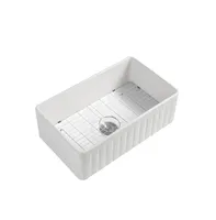 Streamdale Furniture Fireclay L X W Farmhouse Kitchen Sink With Grid And Strainer