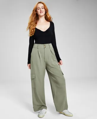 And Now This Women's High-Rise Wide-Leg Cargo Pants