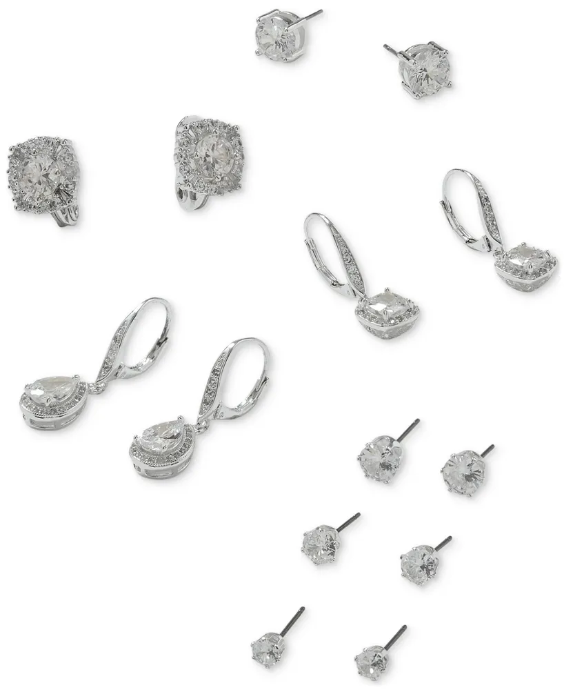 Anne Klein Teardrop Crystal and Pave Drop Earrings