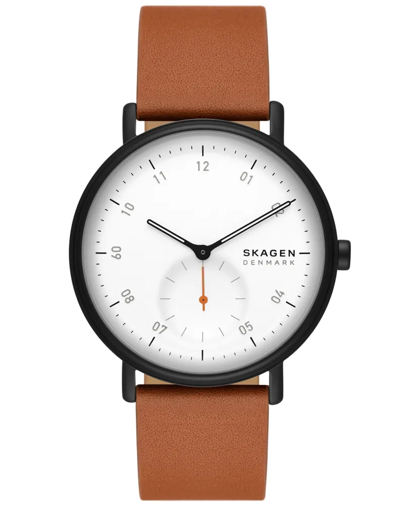 Skagen Men's Kuppel Quartz Three Hand Brown Leather, 44mm