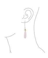 Bling Jewelry Boho Wire Wrap Cluster Bead Accent Elongated Fish Hook Soft Light Pink Peach Natural Rose Quartz Long Teardrop Chandelier Dangle Earring