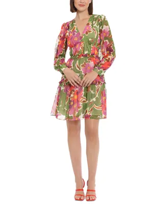Donna Morgan Women's Floral-Print Tiered Dress
