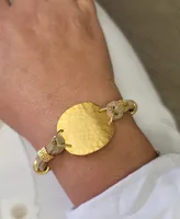 Minu Jewels Gold-Tone Hammered Disc Suede Cord Flex Bracelet