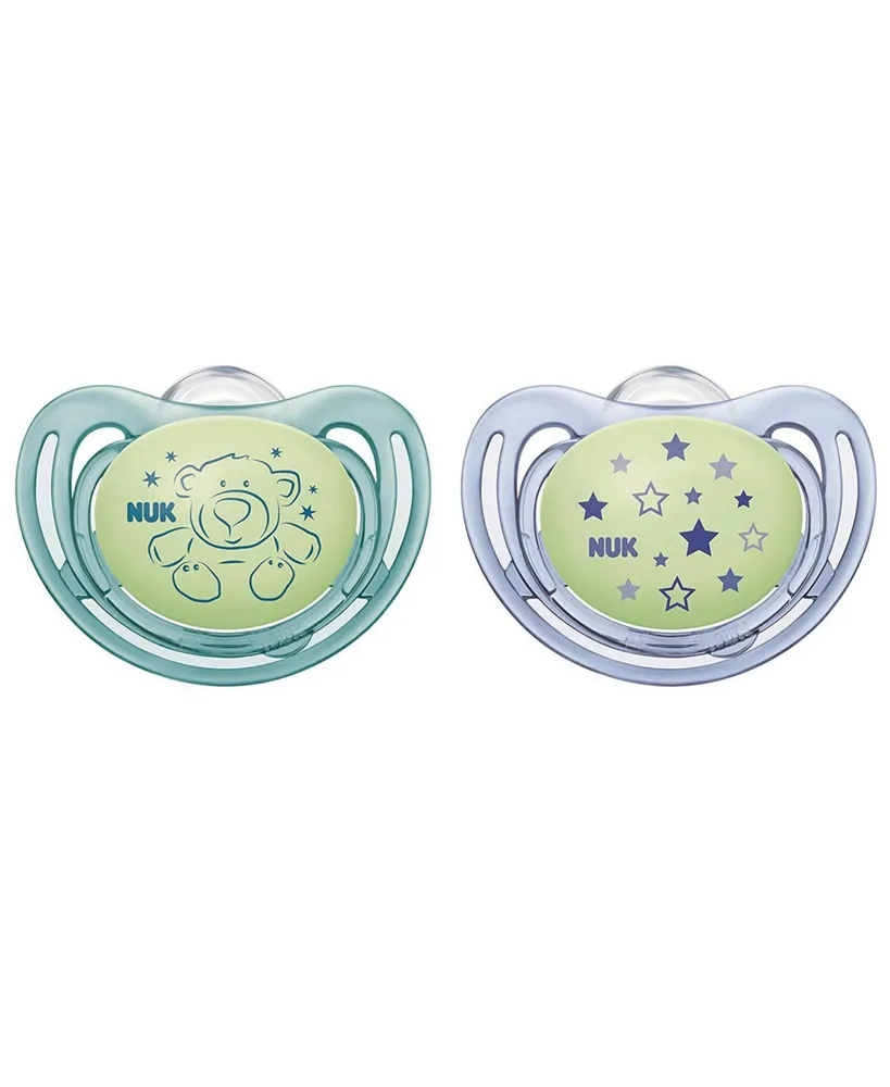 Nuk Baby Airflow Glow-in-The-Dark Pacifiers, Baby 0-6 Months, 2 Pack - Assorted Pre