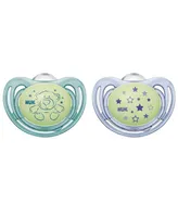 Nuk Baby Airflow Glow-in-The-Dark Pacifiers, Baby Boys, 0-6 Months, 2 Pack