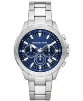 Michael Kors Men's Greyson Chronograph Silver-Tone Stainless Steel Watch 43mm