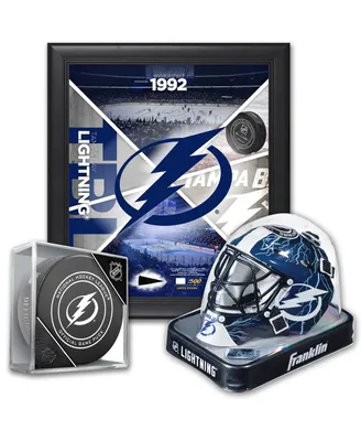 Tampa Bay Lightning Ultimate Fan Collectibles Bundle - Includes Team Impact 15" x 17" Frame Mini Goalie Mask and Official Game Puck