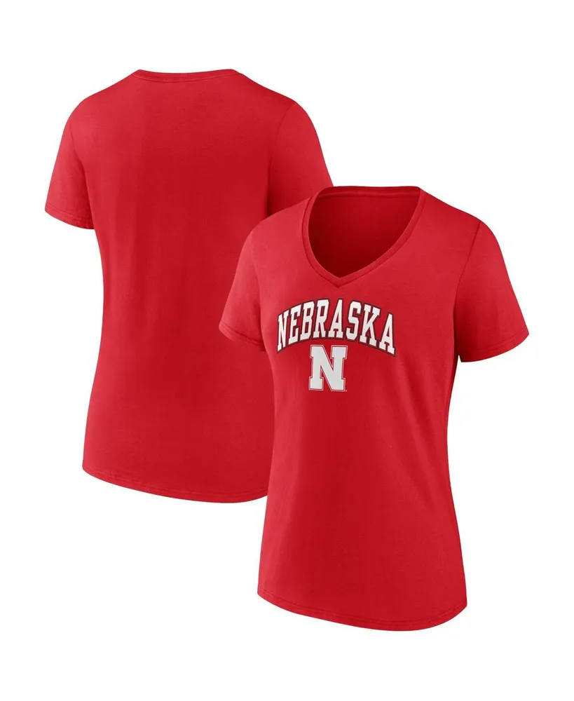 Women's Fanatics Scarlet Nebraska Huskers Evergreen Campus V-Neck T-shirt