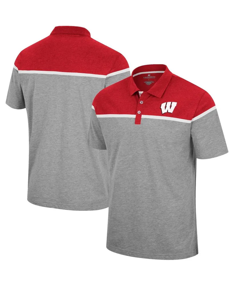 Men's Colosseum Heather Gray Wisconsin Badgers Chamberlain Polo Shirt