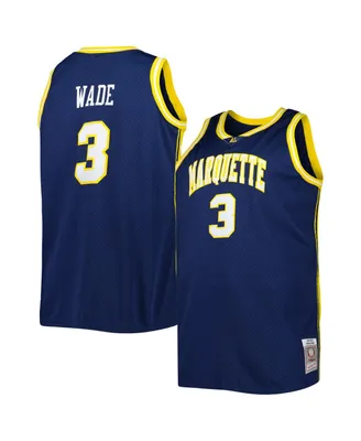 Men's 2002, 03 Mitchell & Ness Dwyane Wade Navy Marquette Golden Eagles Big and Tall Swingman Jersey