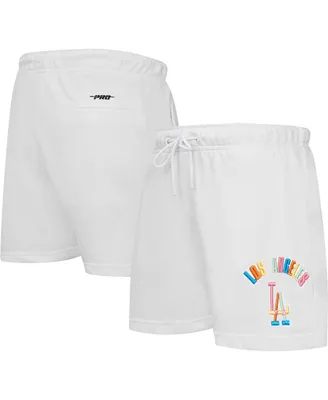 Women's Pro Standard White Los Angeles Dodgers Washed Neon Shorts