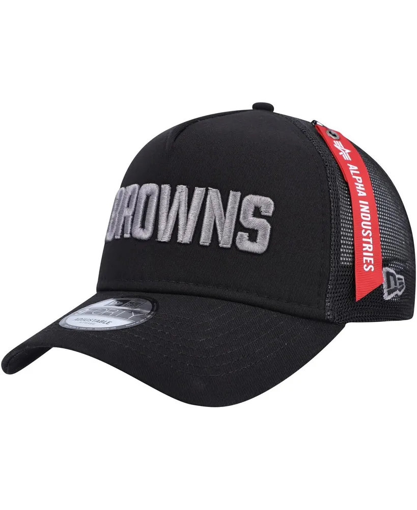 New Era Men\'s New Browns | Mall 9FORTY Black A-Frame Hawthorn Hat Era Snapback Cleveland Trucker Alpha Industries x