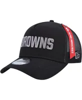 Men's New Era x Alpha Industries Black Cleveland Browns A-Frame 9FORTY Trucker Snapback Hat