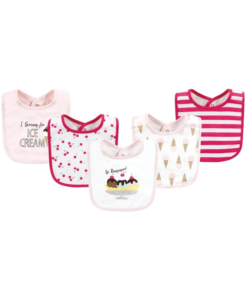 Hudson Baby Infant Girls Cotton Bibs, Banana Split, One Size