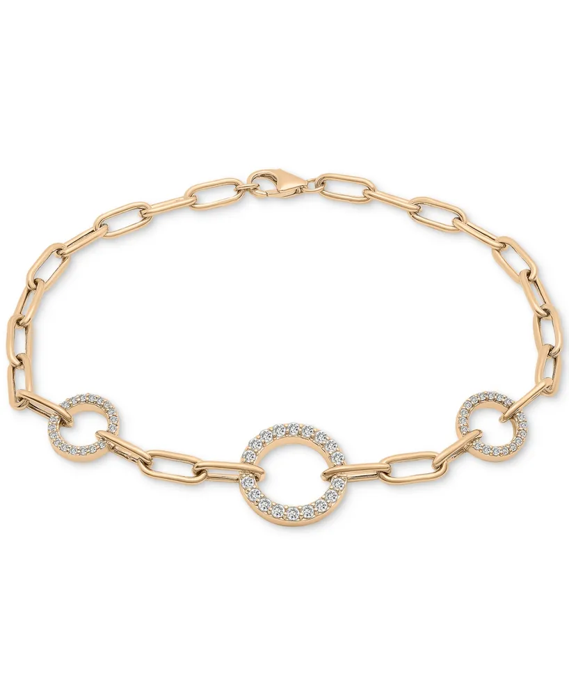 Wrapped in Love Diamond Circles Paperclip Link Bracelet (1/2 ct. t.w.) in 14k Gold, Created for Macy's