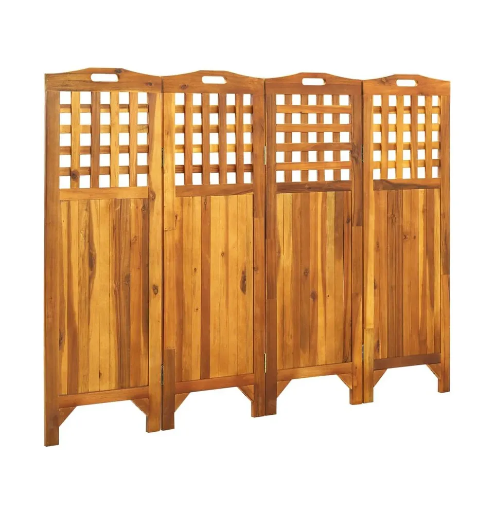 vidaXL 4-Panel Room Divider 63.4"x0.8"x47.2" Solid Acacia Wood