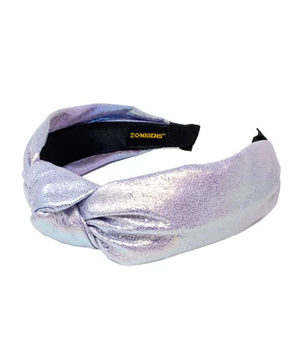 Tiny Treats Girls Purple Shiny Knotted Headband