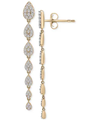 Wrapped in Love Diamond Cluster Linear Drop Earrings (1 ct. t.w.) in 14k Gold or 14k White Gold, Created for Macy's