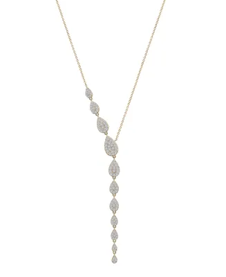 Wrapped in Love Diamond Asymmetric Lariat Necklace (1 ct. t.w.) in 14k Gold or 14k White Gold, 15" + 2" extender, Created for Macy's