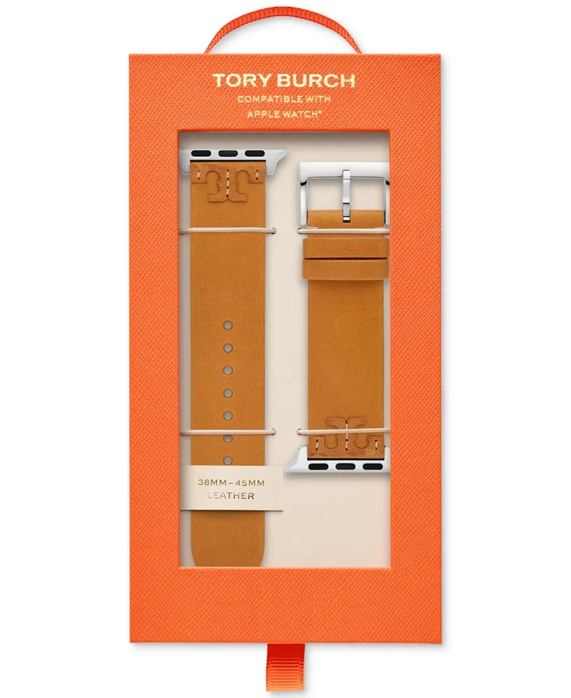 Tory Burch Brown Leather Strap For Apple Watch 38mm-45mm