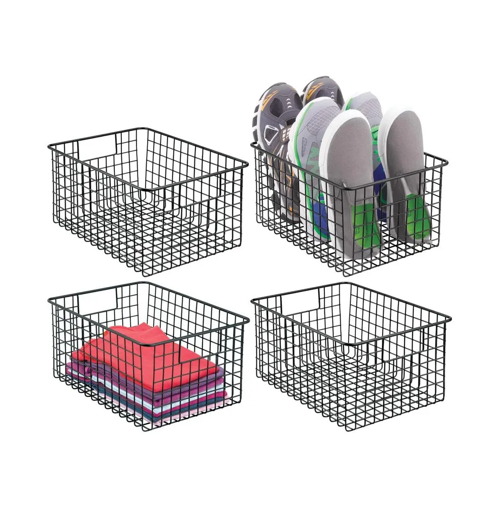 mDesign Metal Wire Storage Basket Bin for Closets, Small - 4 Pack