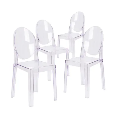 Emma+Oliver 4 Pack Ghost Chair With Oval Back