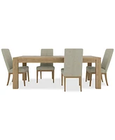 Davie Rectangle Dining 5pc Set (Table + 4 Upholstered Side Chair)