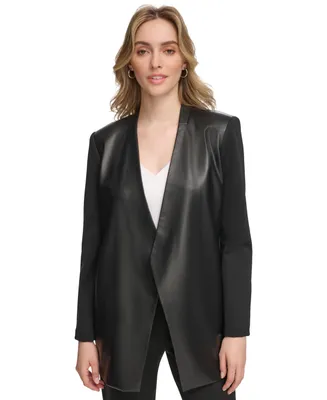 Calvin Klein Women's Faux-Leather Combo Jacket