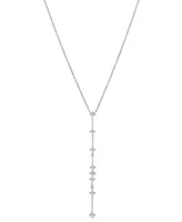 Wrapped Diamond Vertical Line Lariat Necklace (1/3 ct. t.w.) in 10k White Gold, 17" + 1" extender, Created for Macy's