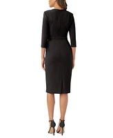 Adrianna Papell Women's Tie-Front 3/4-Sleeve Crepe Knit Dress