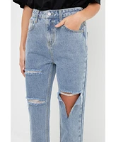 English Factory Women's Destroyed Mom Jeans