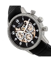 Empress Women Beatrice Leather Watch - Silver/Black, 38mm