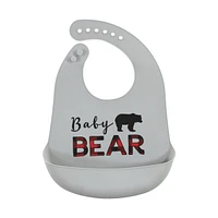 Little Treasure Infant Boys Silicone Bibs, Red Baby Bear, One Size