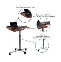 Emma+Oliver Angle And Height Adjustable Mobile Laptop Computer Table With Top