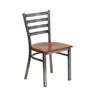 Emma+Oliver Clear Coated Ladder Back Metal Restaurant Dining Chair