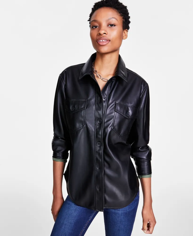 juniors black faux leather jacket