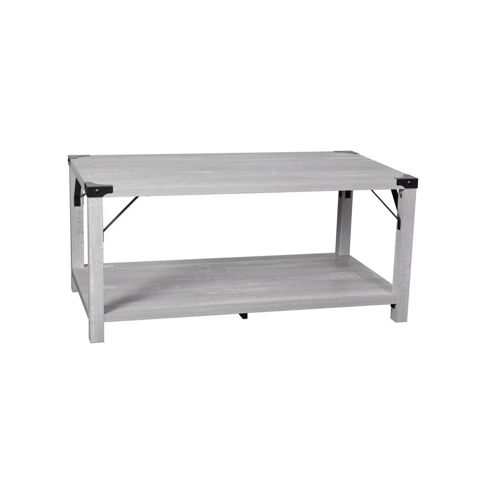 Merrick Lane Green River Modern Farmhouse Engineered Wood Coffee Table And Powder Coated Steel Accents