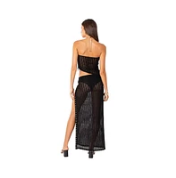 Women's Lucea Lace Up Sheer Knit Maxi Skirt