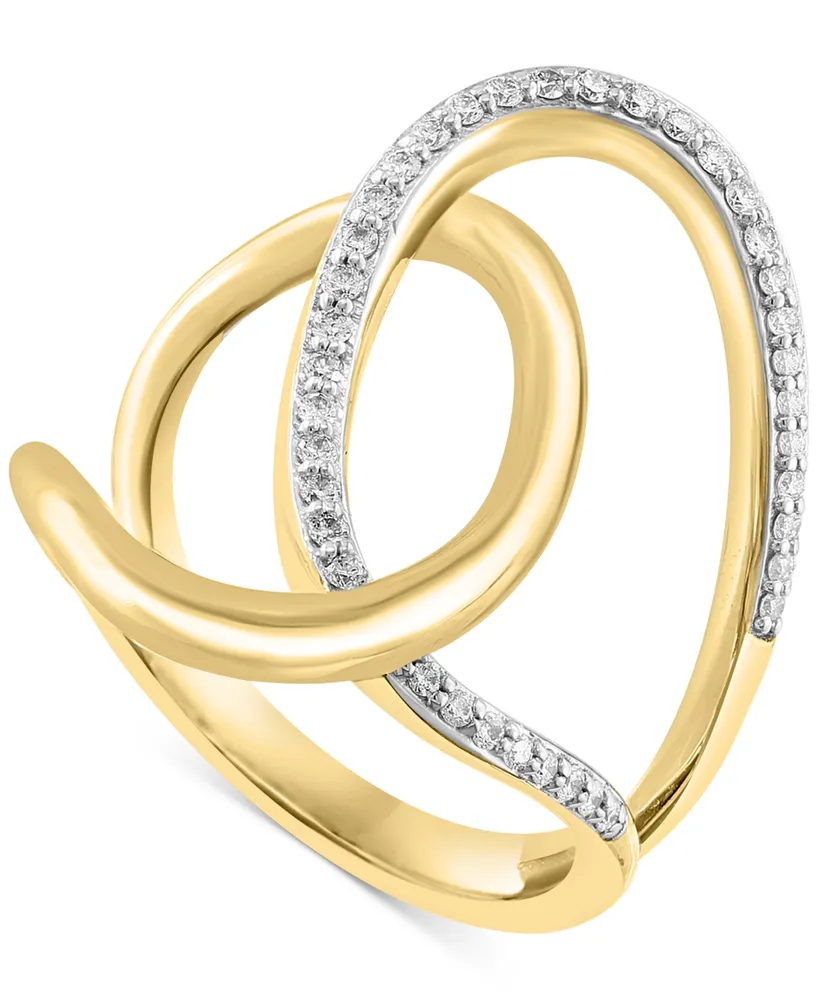 Effy Diamond Interlocking Loop Abstract Statement Ring (1/4 ct. t.w.) Yellow Gold (Also available 14k Rose Gold)