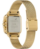 Olivia Burton Women's Soft Square Gold-Tone Stainless Steel Mesh Bracelet Watch 28mm