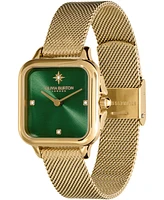 Olivia Burton Women's Soft Square Gold-Tone Stainless Steel Mesh Bracelet Watch 28mm