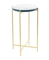 Rosemary Lane 24" Metal with Textured Glass Tabletop X-Shaped Accent Table