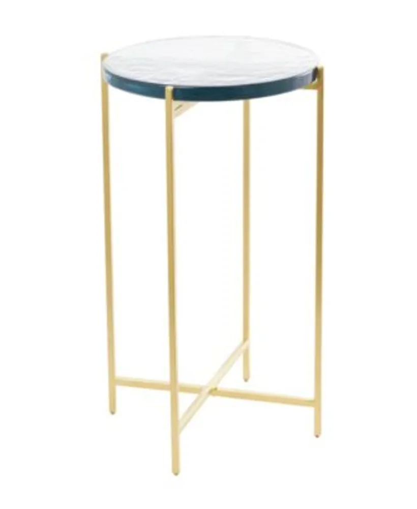 Rosemary Lane Metal With Textured Glass Tabletop X Shaped Accent Table Collection