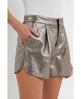 Grey Lab Women's High-Waisted Faux Leather Shorts