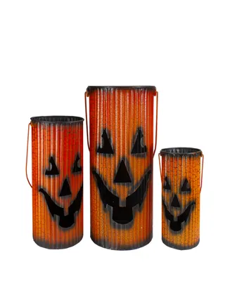 3 Piece Metal Pumpkin Lantern Set Halloween Decoration